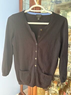 Talbots Black Women's Button-Front Cardigan with Front Pockets